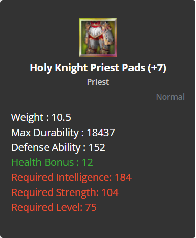 Holy Knight Priest Pads +7