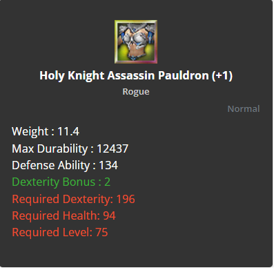 Holy Knight Assassin Pauldron +1