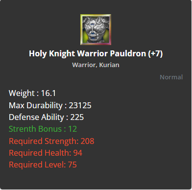 Holy Knight Warrior Pauldron +7